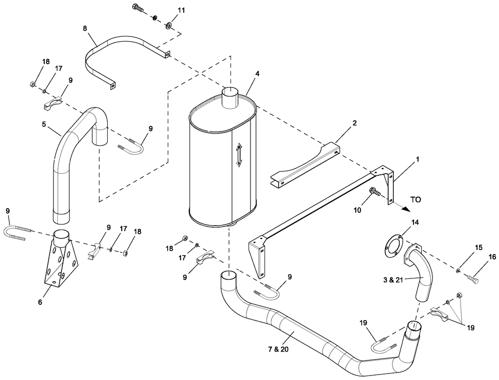 Muffler Exh 2.4l G2 Turbo Diagram and Parts List for HT03524ANAX (7064093 - 8357475)(2013) Generac Generator