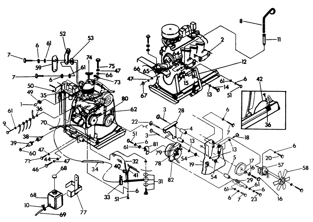 Engine Common Parts Diagram and Parts List for 9260-3  Generac Generator
