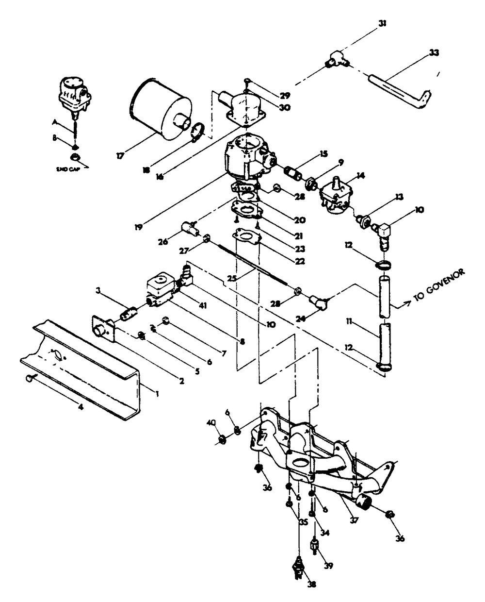 Natural Gas Fuel System Diagram and Parts List for 9351-0  Generac Generator