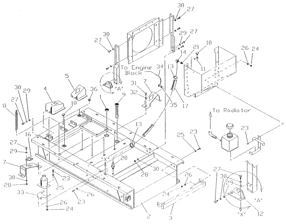 Mounting Base Diagram and Parts List for 4136-0  Generac Generator