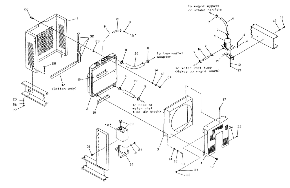 Radiator Diagram and Parts List for 0990-0  Generac Generator