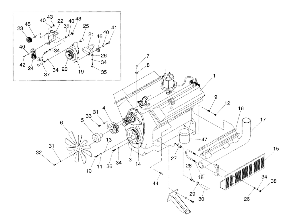 Engine Common Parts Diagram and Parts List for 4373-1  Generac Generator