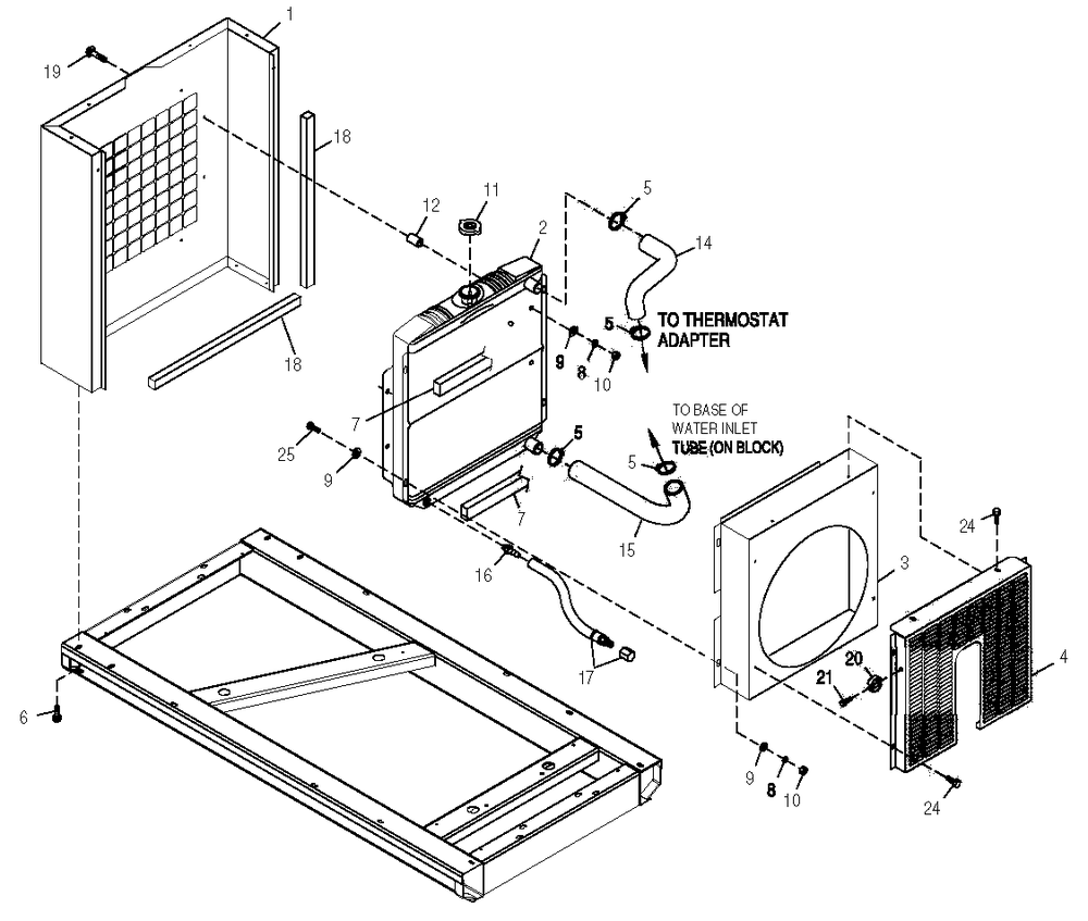 Radiator Diagram and Parts List for 0051050 (0505V01172 - 3105V03296)(2005) Generac Generator