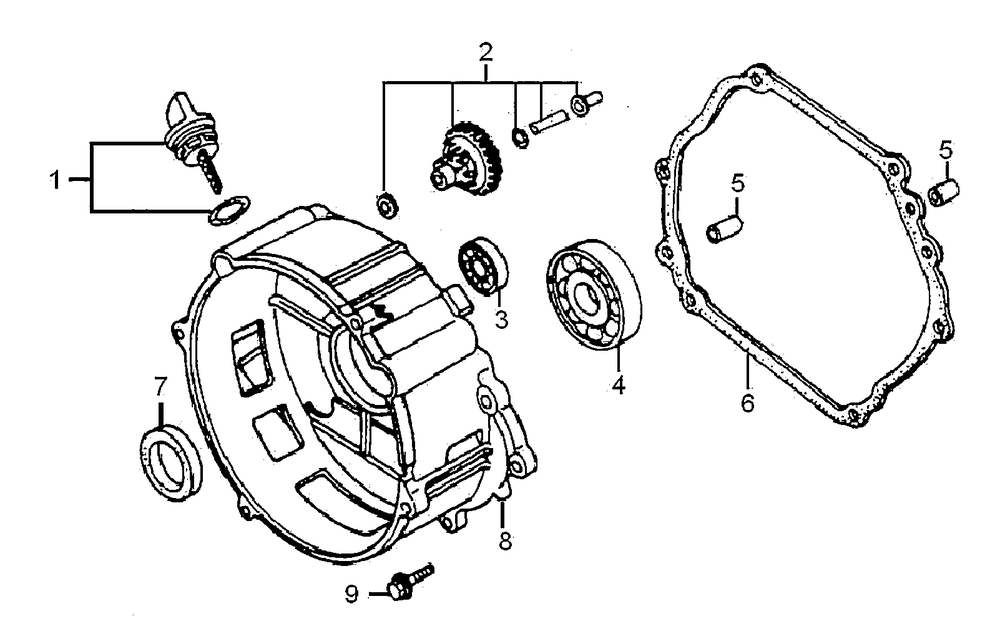Crankcase Cover Diagram and Parts List for 0060391 (6378237A - 7282253A)(2012) Generac Generator