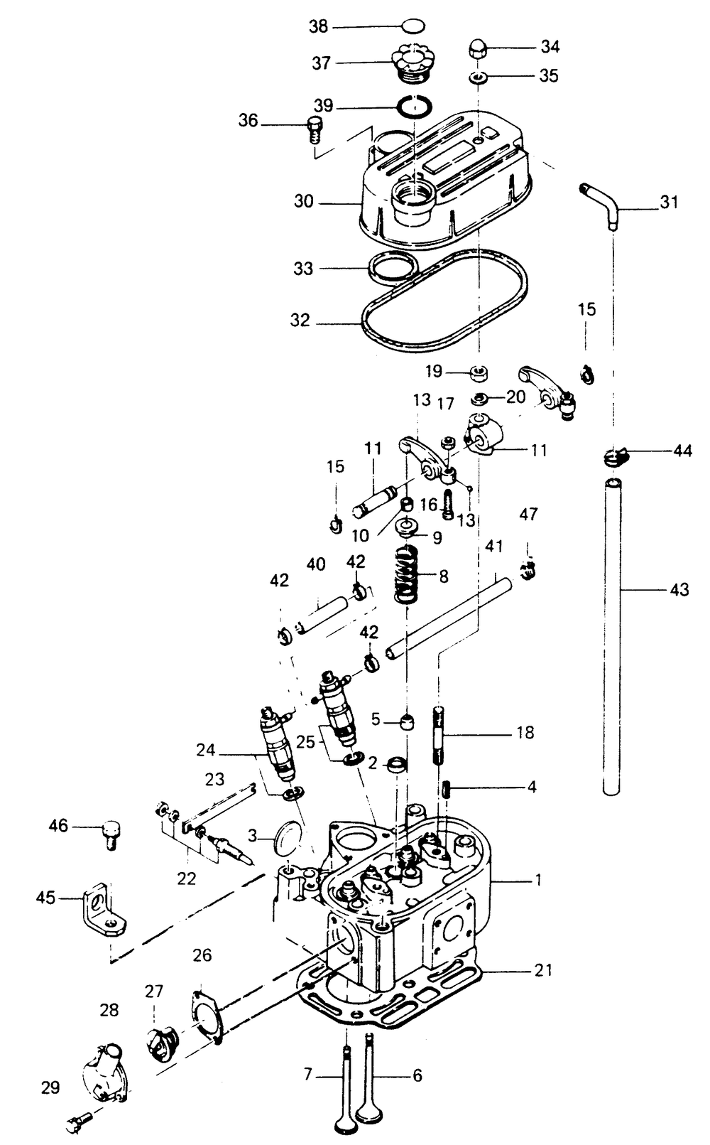 Cylinder Head Diagram and Parts List for 1010-A  Generac Welder