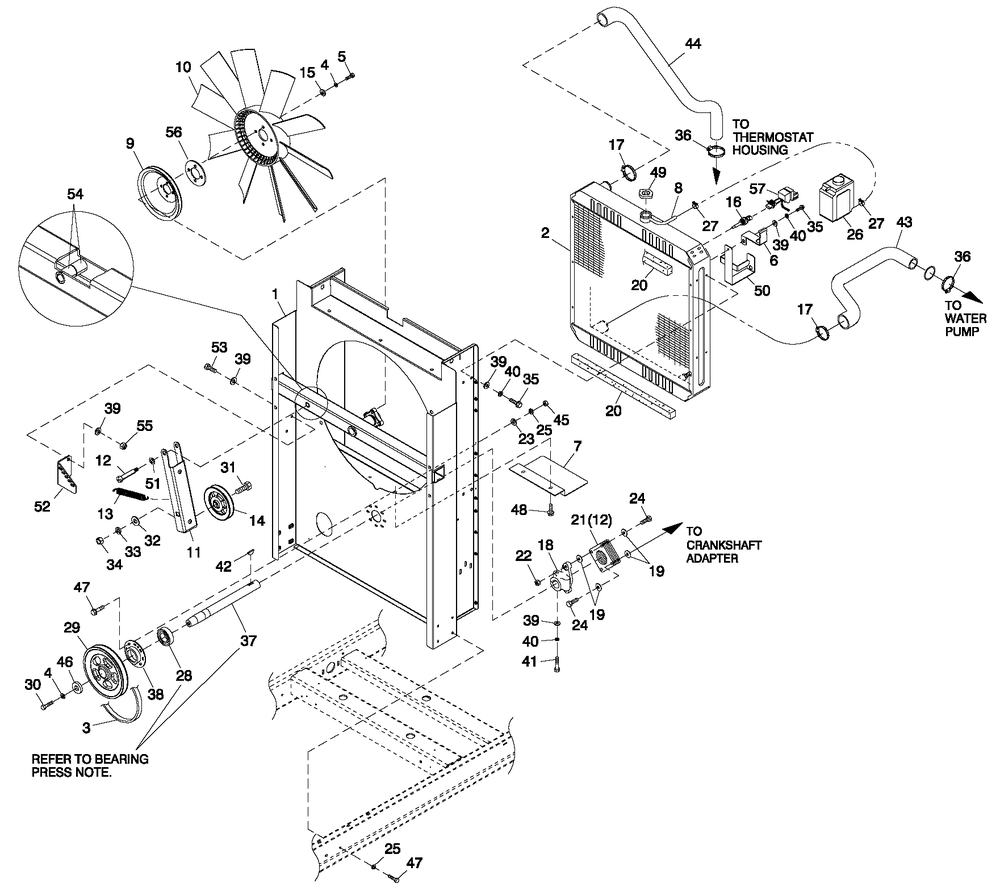 C2 Cooling Sytem And Fan Drive Diagram and Parts List for ET04524ANSN (5632859 - 5781974)(2010) Generac Generator