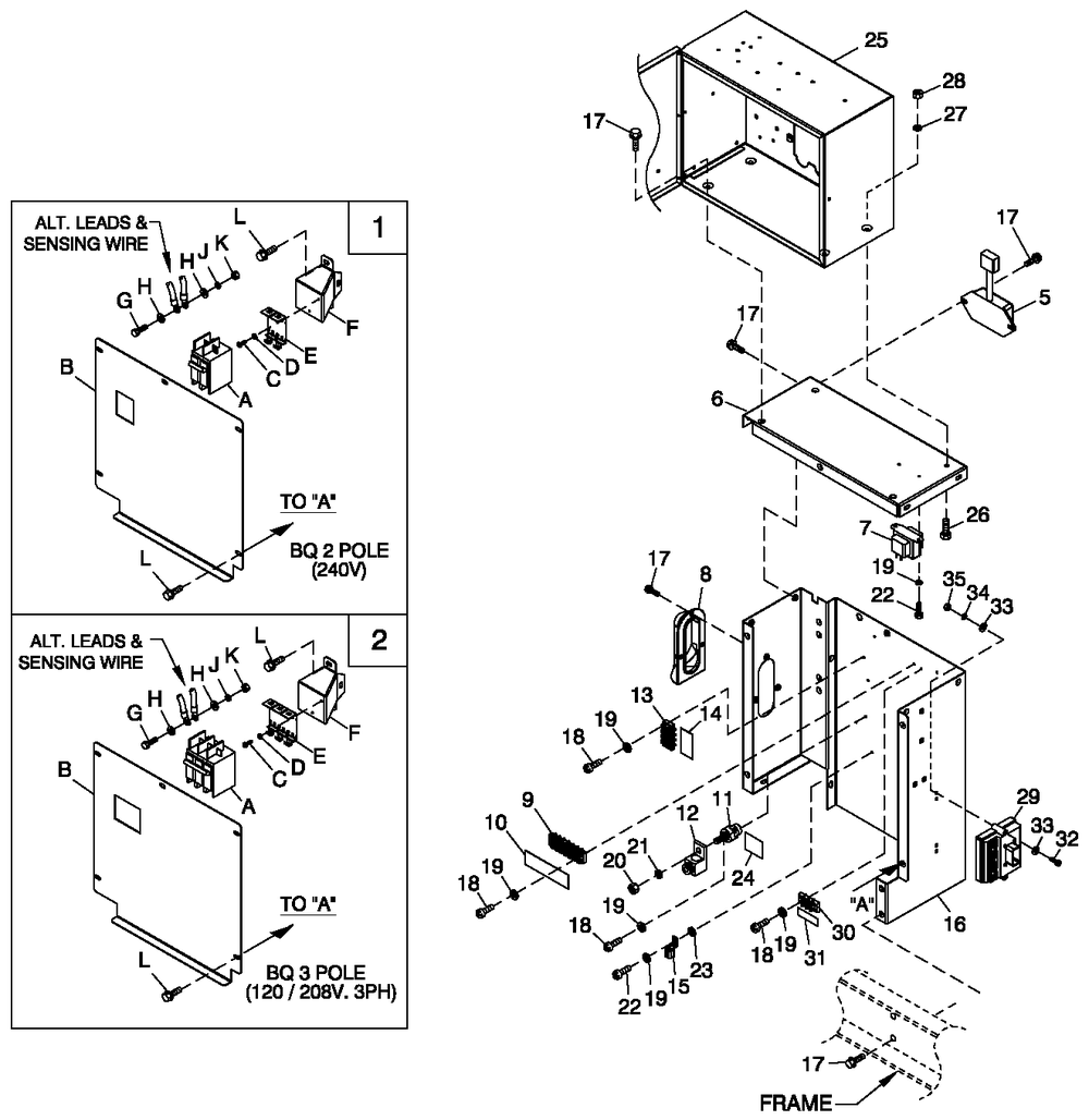 Connection Box C1 Cpl Diagram and Parts List for 0053183 (4108V30497)(2008) Generac Generator