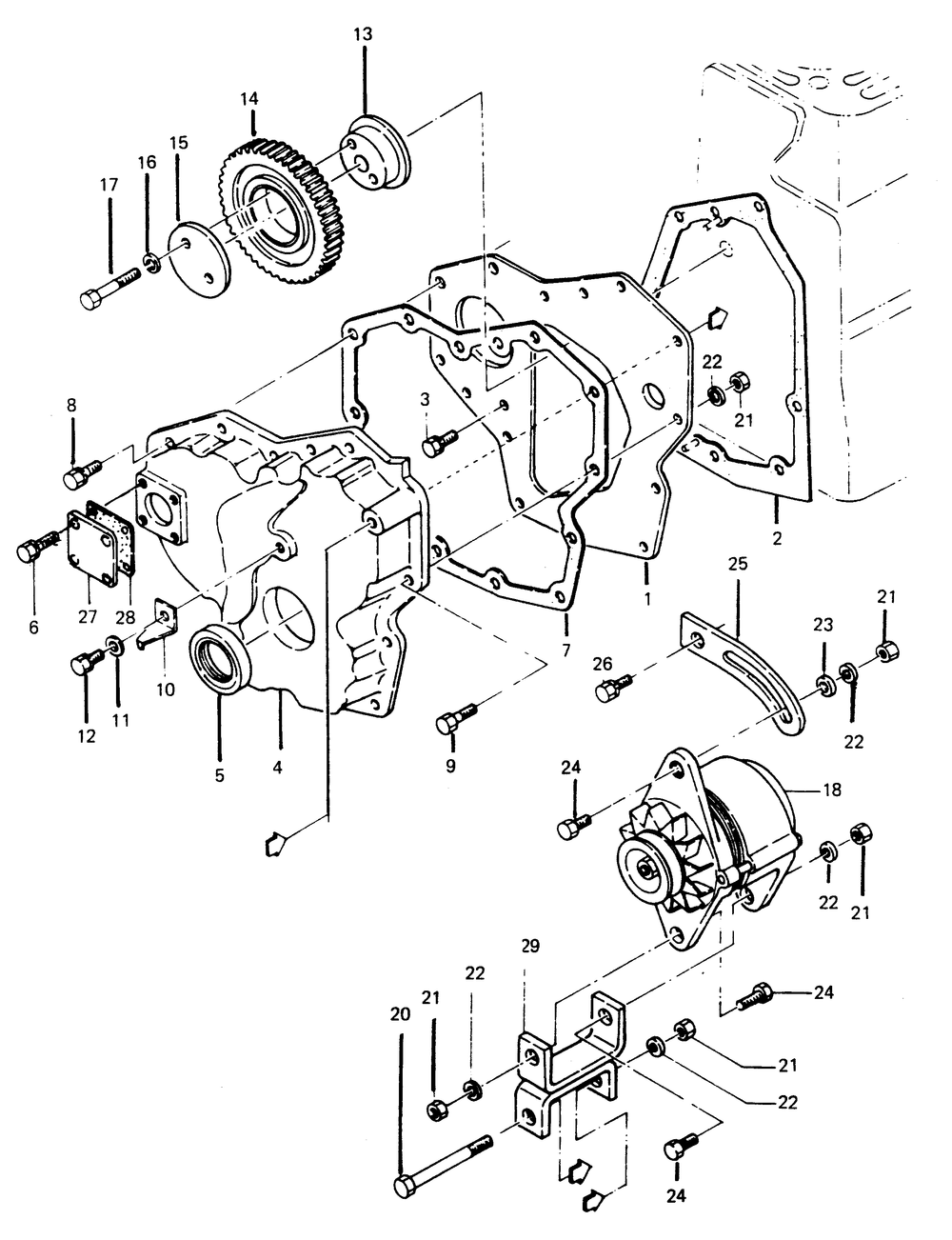 Timing Gear Case Diagram and Parts List for 1010-B  Generac Welder