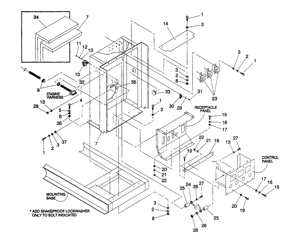 Connection Panel Diagram and Parts List for 4365-1  Generac Generator