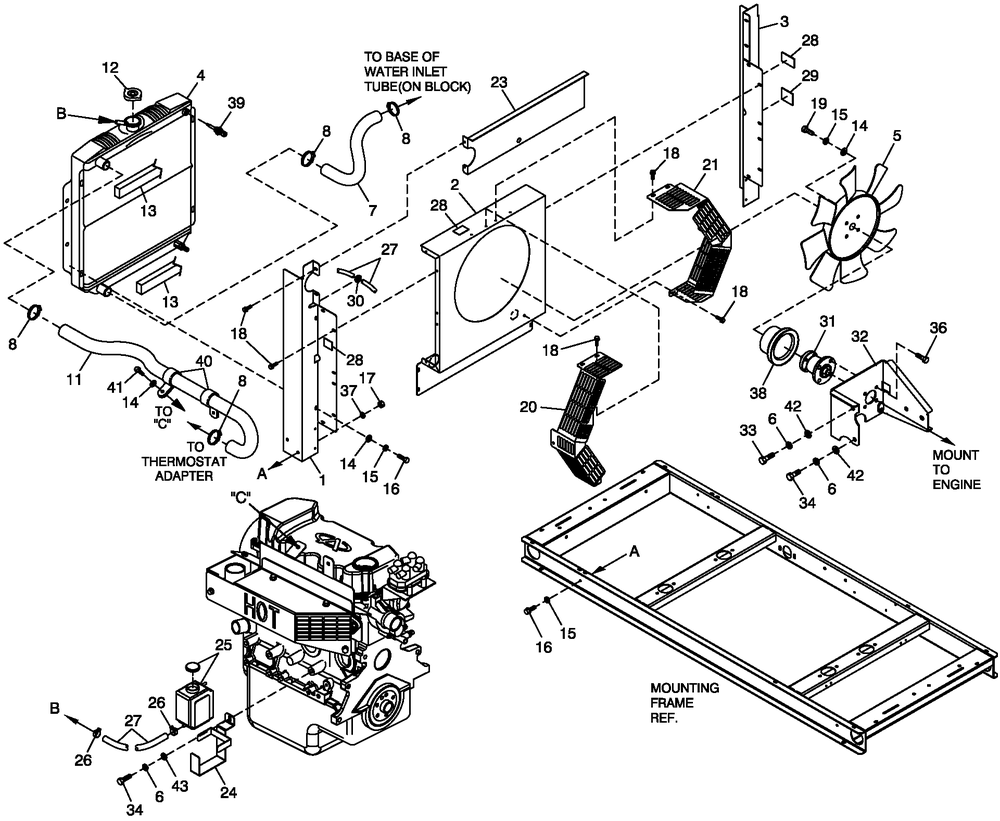 Cooling System 1.6l C1 Diagram and Parts List for ST02516ANAN (4661570 - 4734567)(2007) Generac Generator