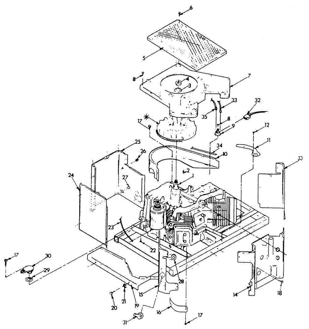 Engine Sheet Metal Diagram and Parts List for 9121-3  Generac Generator