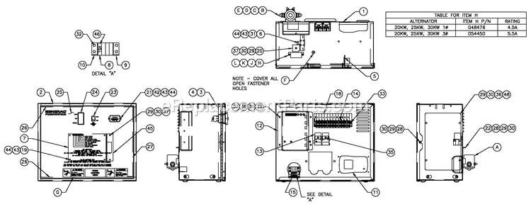 Av R-200 3600 1.6l Diagram and Parts List for QT02016GNSN (5059275)(2008) Generac Generator