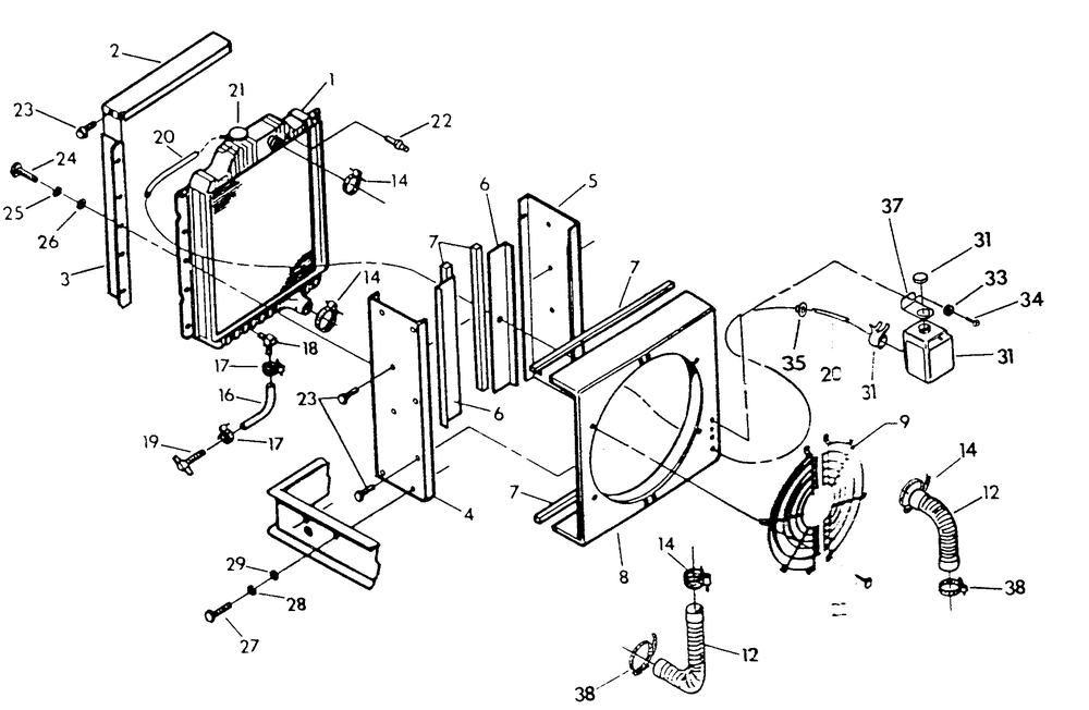 Radiator Diagram and Parts List for 9303-2  Generac Generator