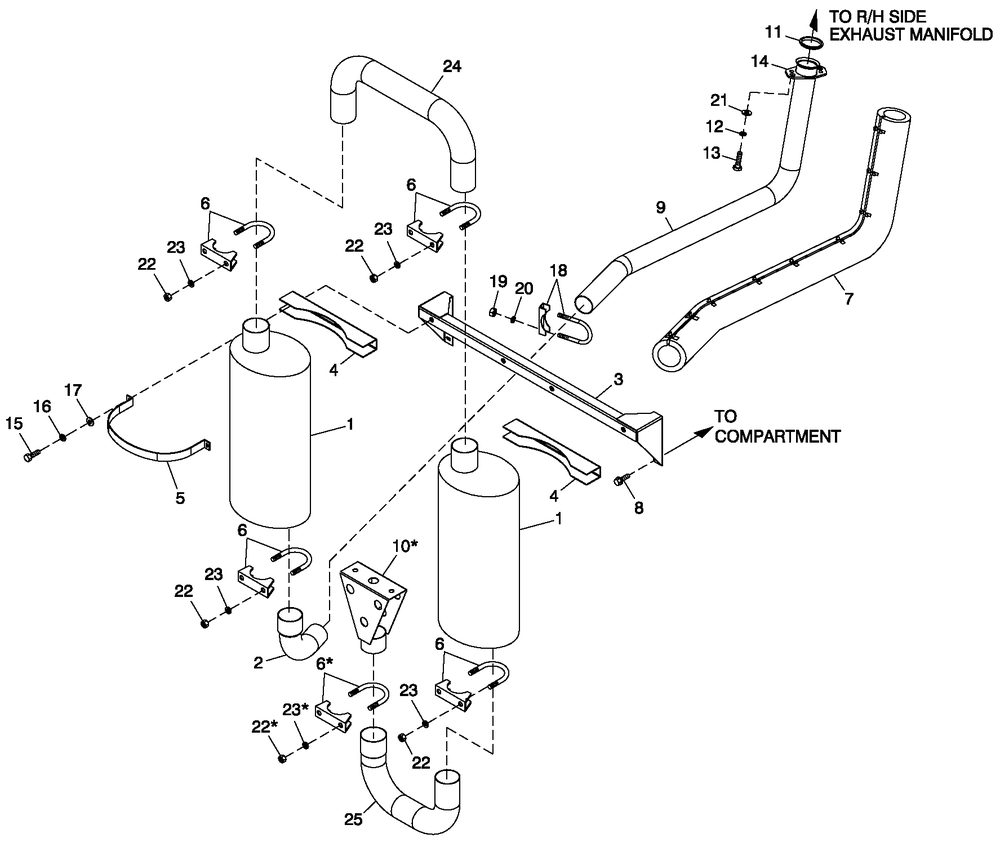 Muffler Exhaust Diagram and Parts List for QT04524ANSN (5138429 - 5226378)(2008) Generac Generator