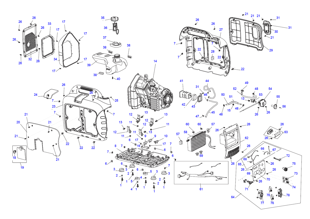Fig-0 Diagram and Parts List for G0071290 GP3000I Generac Generator