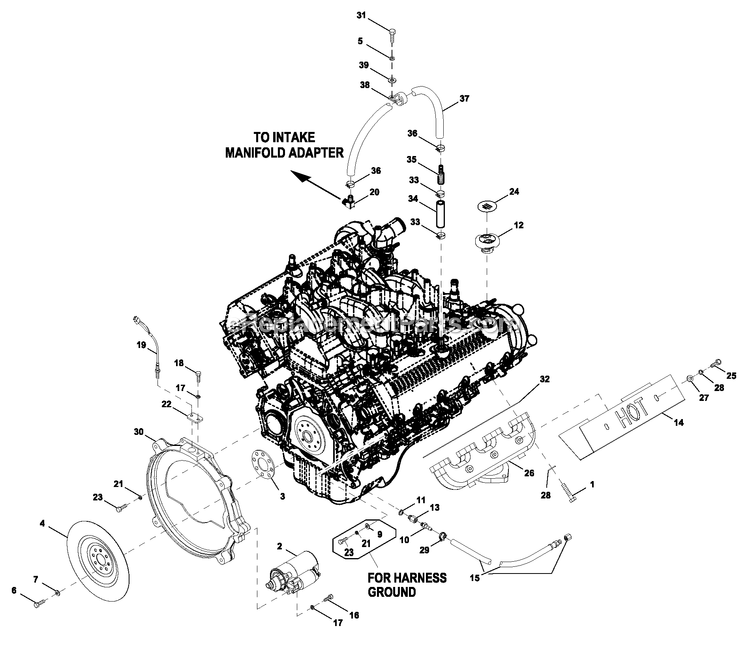 Ev Engcomprt 5.4l Cpl R/H Diagram and Parts List for HT04554JNAX (8723681)(2014) Generac Generator