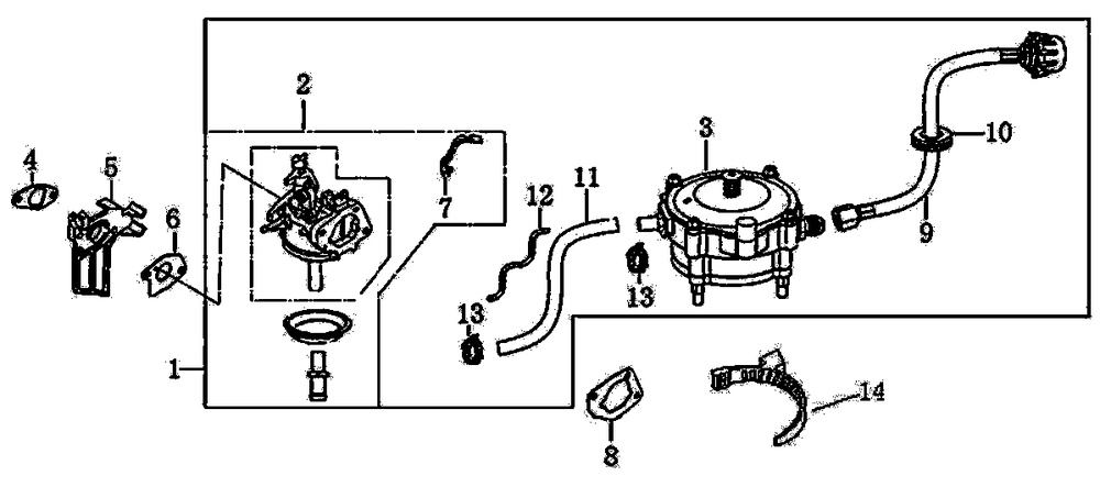 Carburetor Diagram and Parts List for 0060001 (8276464A - 9292217A)(2014) Generac Generator