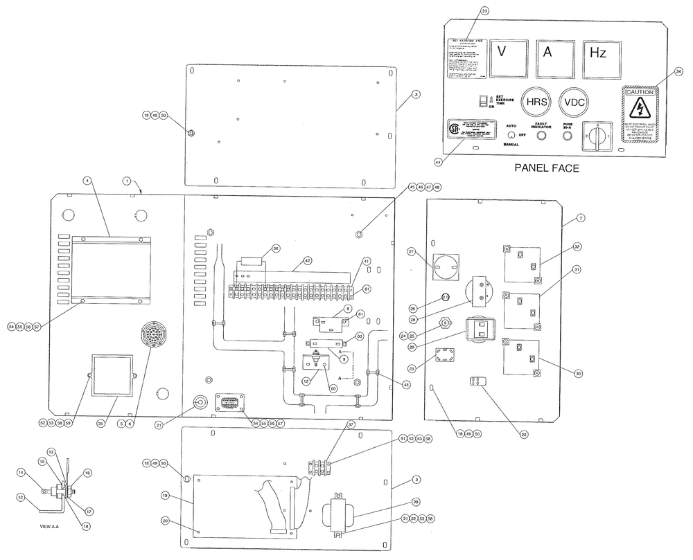Lower Panel Diagram and Parts List for 0046260 (3580746)(2001) Generac Generator