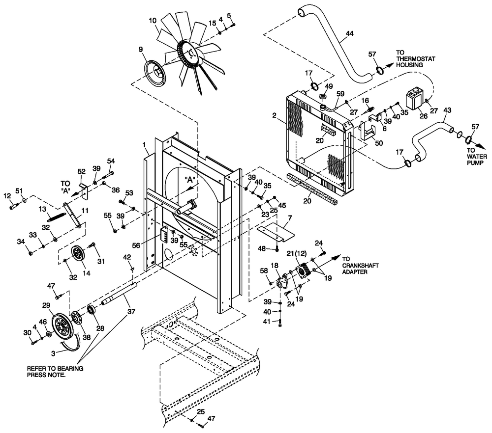C2 Cooling System And Fan Drive Diagram and Parts List for ST04524ANSN (5509894 - 5644769)(2009) Generac Generator
