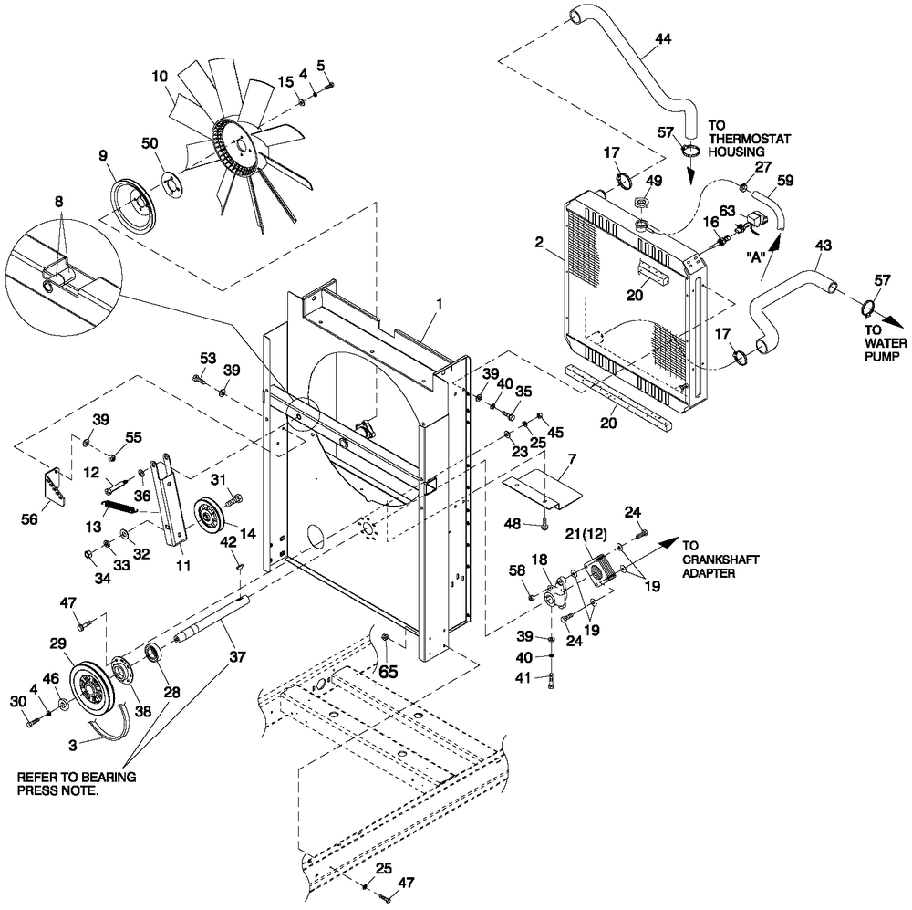 C2 Cooling Sytem And Fan Drive Diagram and Parts List for HT03524ANAX (6264224 - 7043664)(2012) Generac Generator