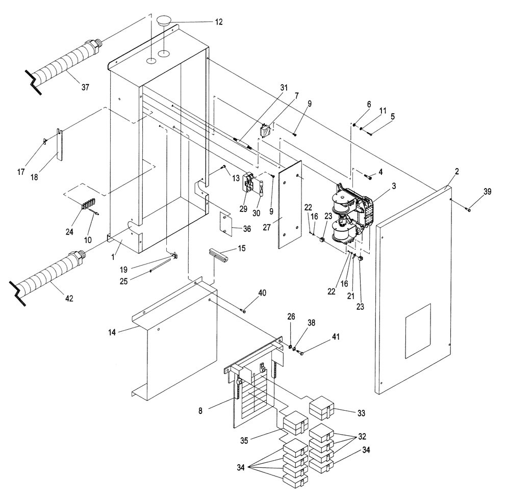 Load Center Assembly 1 Diagram and Parts List for 0043890 (3535636 - 3626373)(2014) Generac Generator