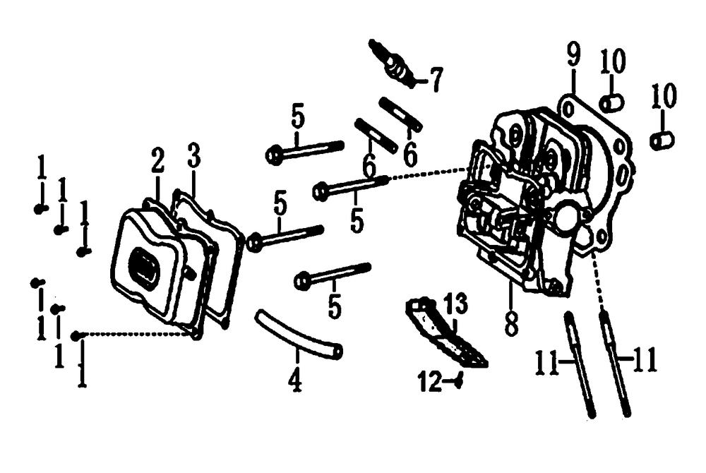 Cylinder Head 1 Diagram and Parts List for 0064260 (7654562A - 7654563A)(2012) Generac Generator