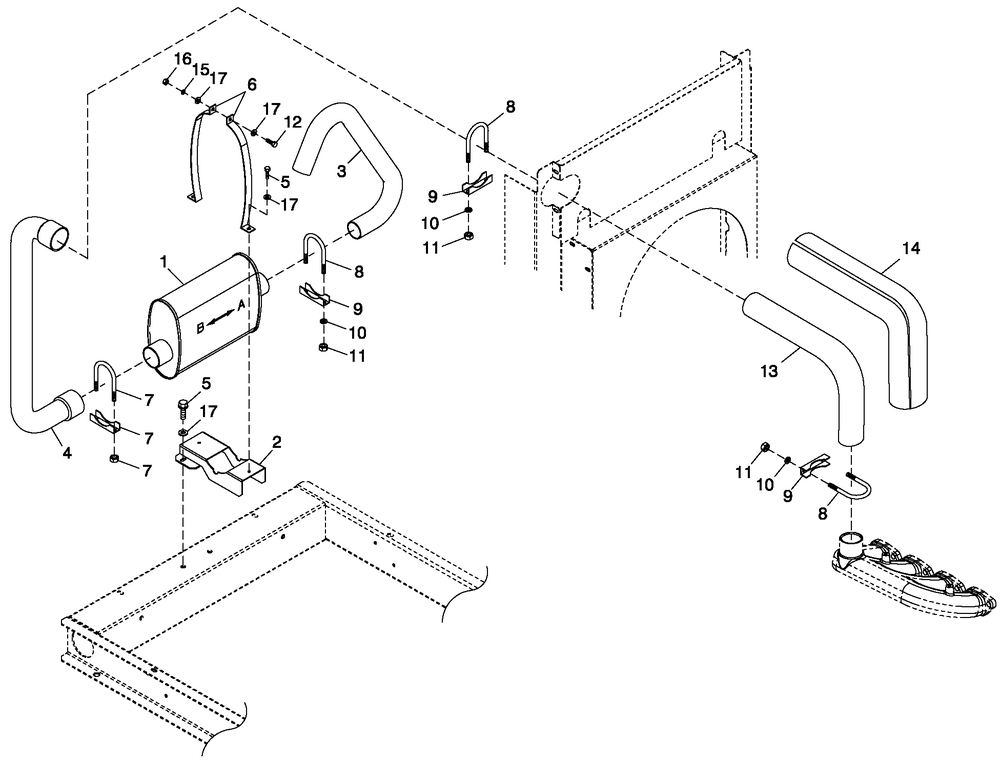 Exhaust System 1.6l Diagram and Parts List for 0053183 (4108V30497)(2008) Generac Generator