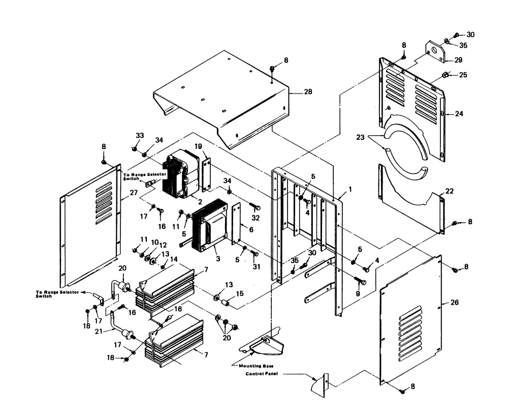 Panel Frame Diagram and Parts List for 8338-2  Generac Welder