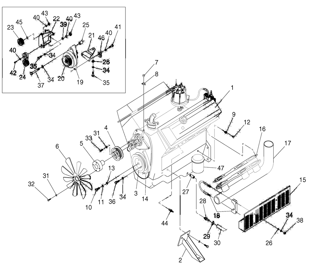 Engine Diagram and Parts List for 0049142 (3804527 - 3808841)(2003) Generac Generator