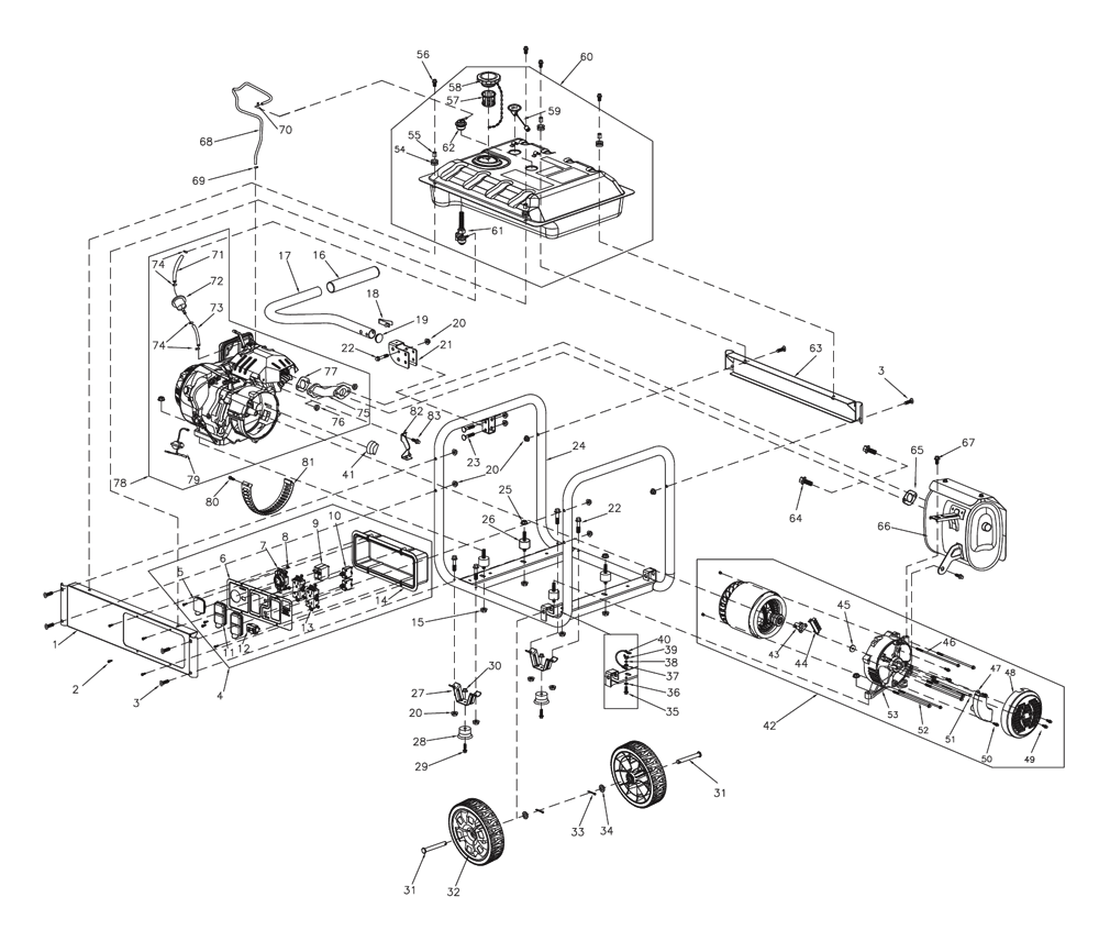 Fig-0 Diagram and Parts List for G0059763 GP6500 Generac Generator