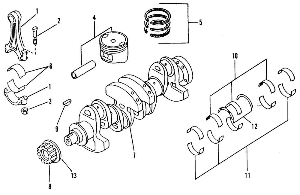 Pistons And Crankshaft Diagram and Parts List for 9012-0  Generac Generator