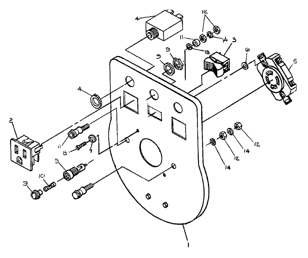 Control Panel Diagram and Parts List for GE5550XR (8753-0)(8753-0) Generac Generator