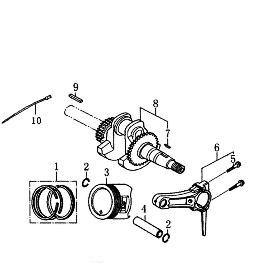 Crankshaft And Piston Diagram and Parts List for 006023-0  Generac Pressure Washer