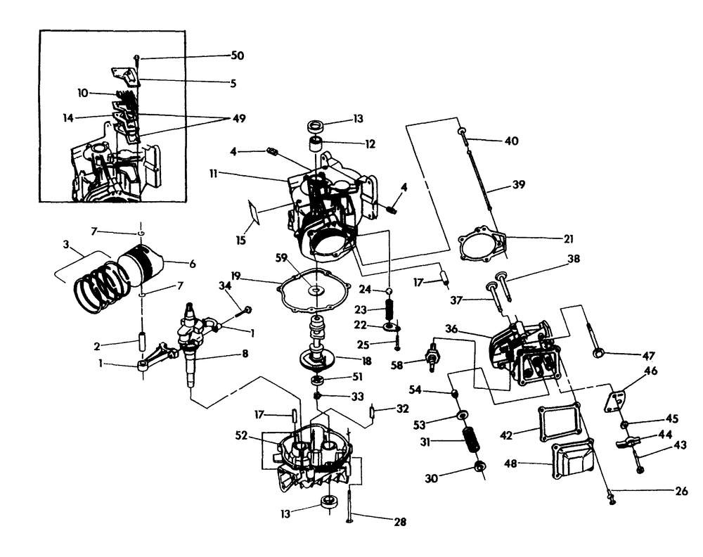 Engine Long Block Diagram and Parts List for 0802-1  Generac Generator