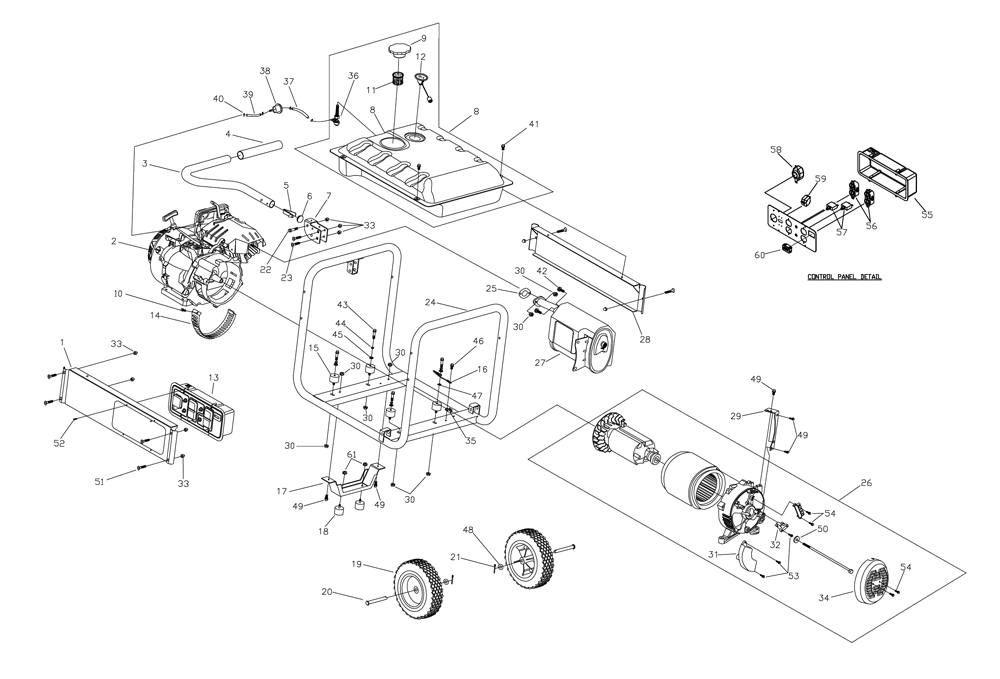 Fig-0 Diagram and Parts List for 0059750 GP5500W Generac Generator