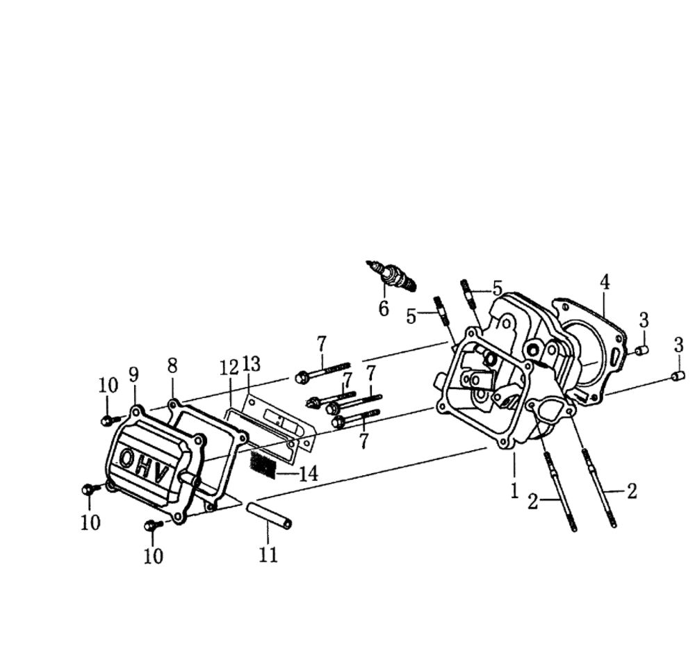 Cylinder Head Diagram and Parts List for 006412-0  Generac Pressure Washer