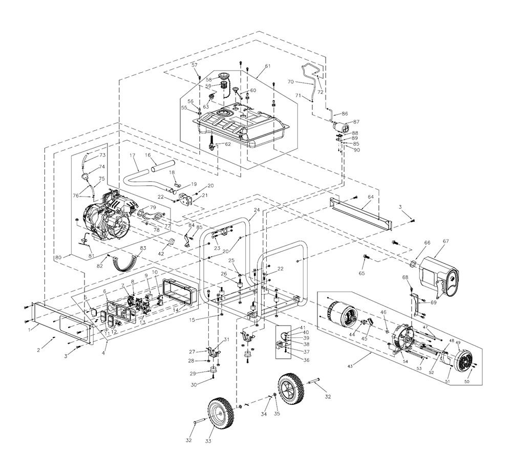 Fig-0 Diagram and Parts List for G0059451 GP5500 Generac Generator