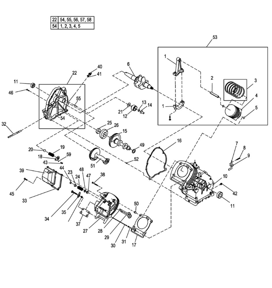 Engine 1 Diagram and Parts List for 5797-0  Generac Generator