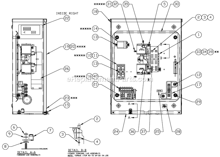Ev Rts 100a/120/240 3r Enc Diagram and Parts List for RTSN100A3 (4927416 - 4927805)(2007) Generac Generator