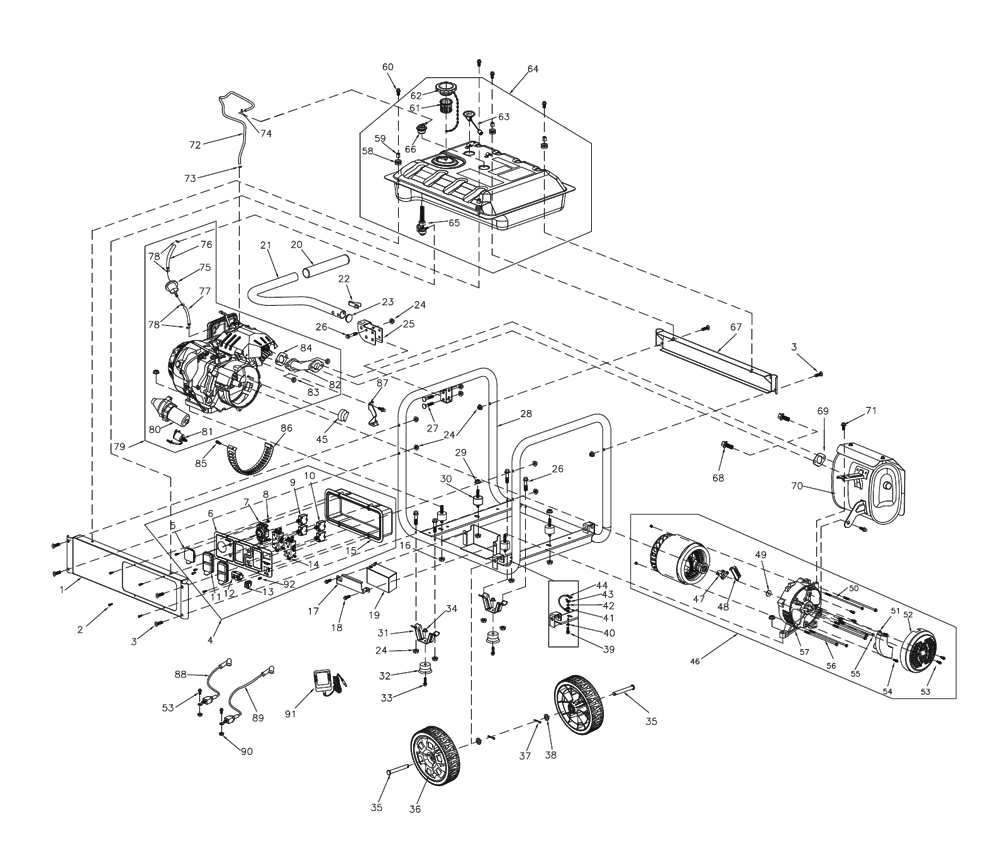 Fig-0 Diagram and Parts List for G0065151 GP6500E Generac Generator