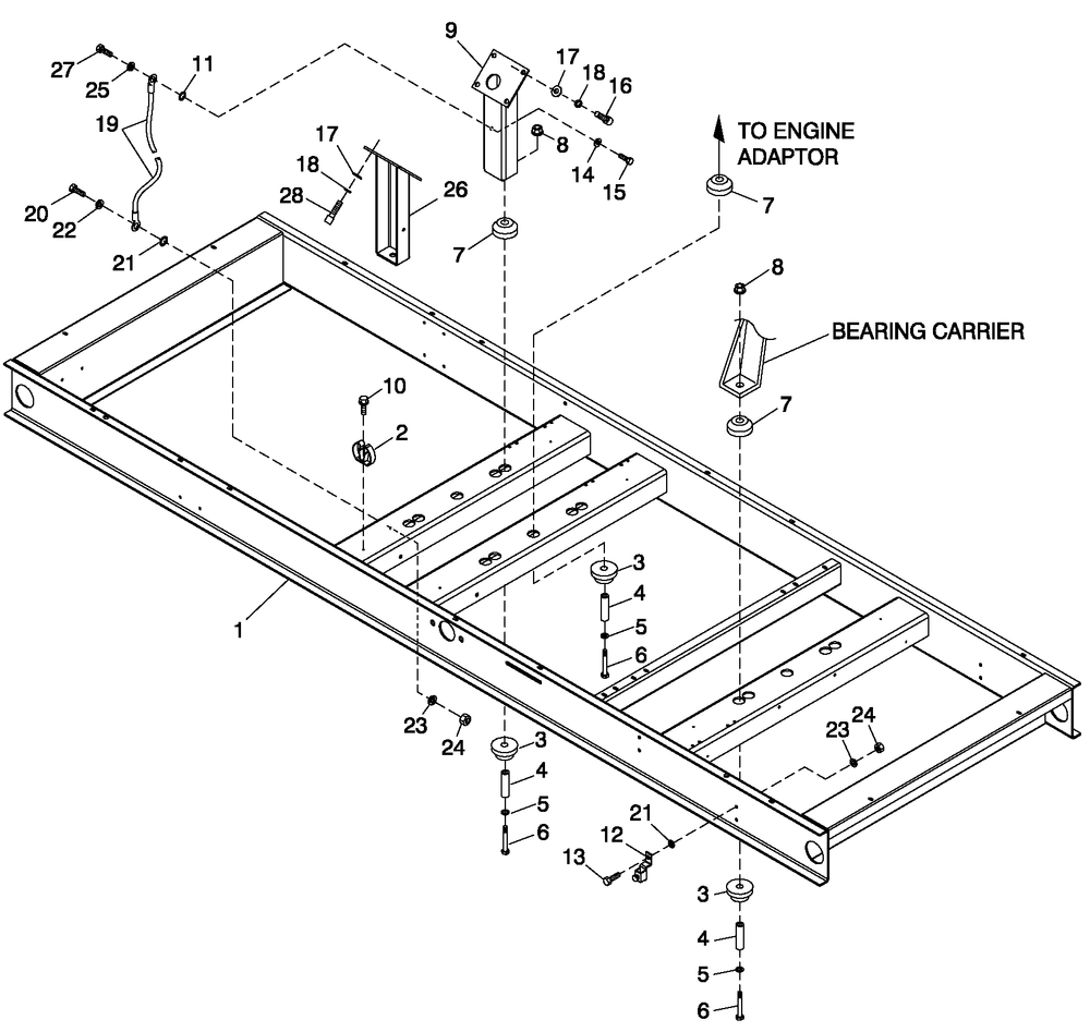 Mounting Base 6.8l 150kw Diagram and Parts List for ST15068ANAN (5066437)(2008) Generac Generator