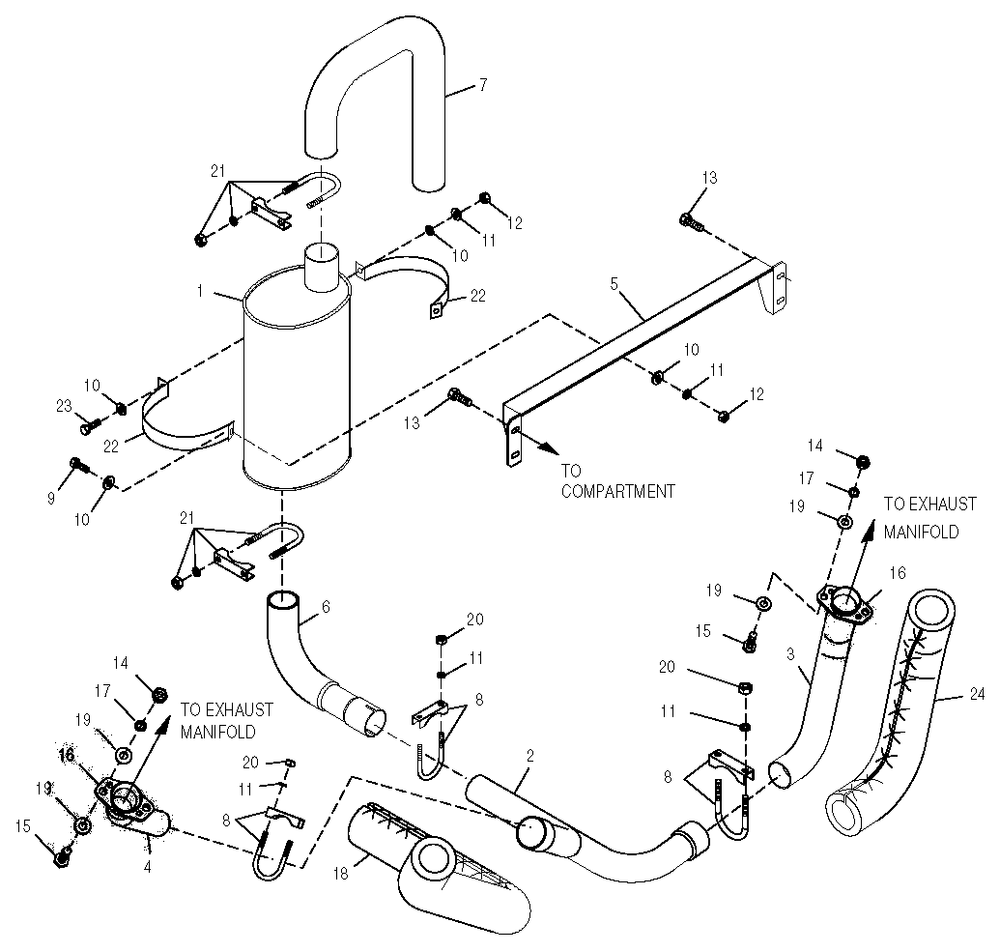 Muffler Diagram and Parts List for 0050120 (3844420)(2004) Generac Generator