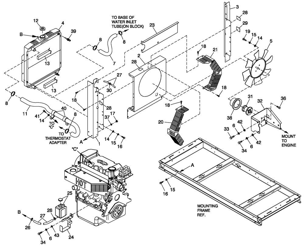 Cooling System 1.6l C1 Diagram and Parts List for QT02516ANAN (4528329 - 4646738)(2006) Generac Generator