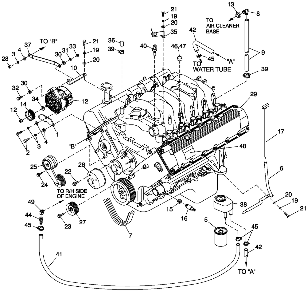 Engine Common Parts L/H Side (6.8l Cpl) Diagram and Parts List for ET07068KNSN (6062090 - 6101378)(2010) Generac Generator