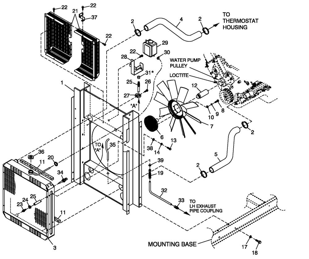 C3 Cooling System And Fan Drive Diagram and Parts List for QT07068AVSY (5181404 - 5210978)(2008) Generac Generator