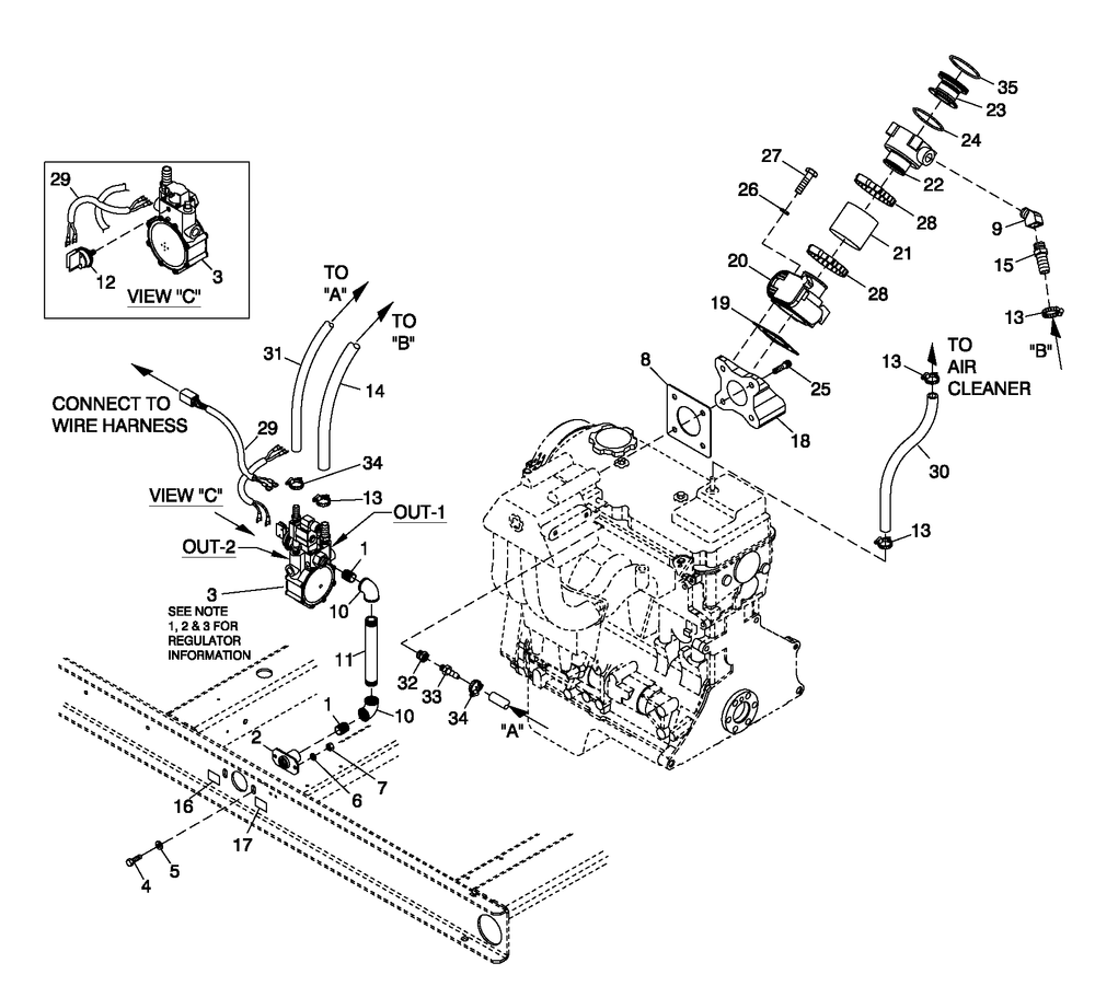 Fuel System 2.4l C2 Cpl Diagram and Parts List for 0052620 (4362178 - 4402530)(2006) Generac Generator