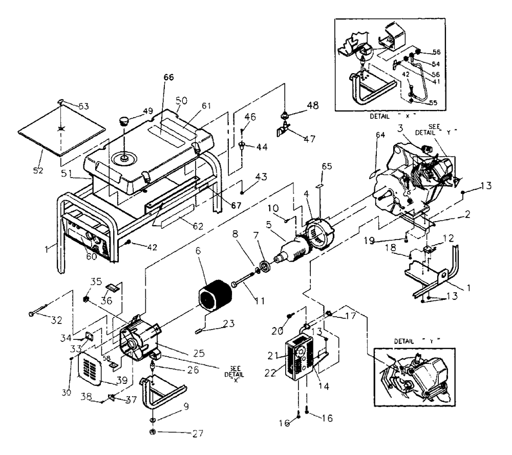 Generator - Cradle No. 94653 Diagram and Parts List for 3500XL (9441-4)(9441-4) Generac Generator