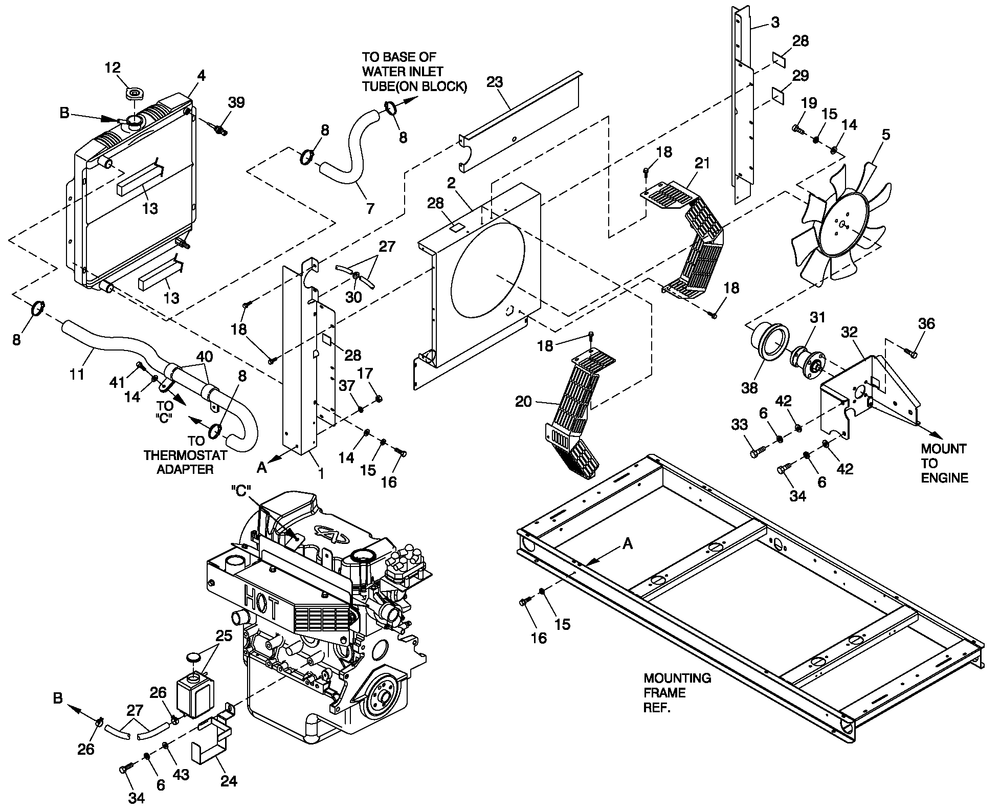 Cooling System 1.6l C1 Diagram and Parts List for 0053371 (4646771 - 4786208)(2007) Generac Generator