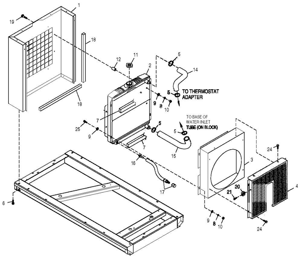 Radiator Diagram and Parts List for 0049900 G26 2014-11-24 3956988 - 412014 Generac Generator