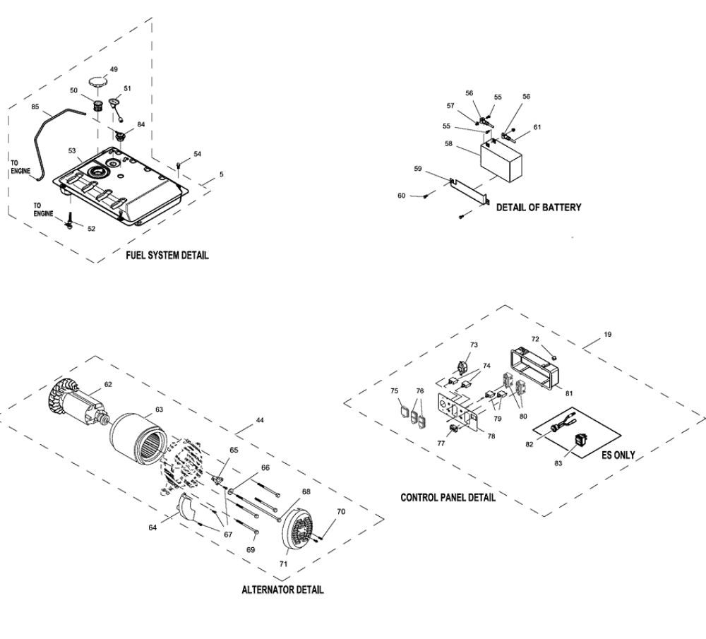 Sub Assembly Diagram and Parts List for 005939-2  Generac Generator